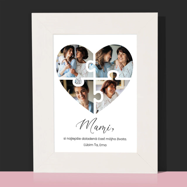 Fotokoláž: Puzzle Srdce Pre Mamu - Rámček Na Fotografiu (Vertikálne)