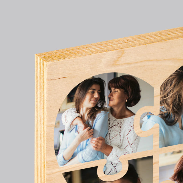 Fotokoláž: Puzzle Srdce Pre Mamu - Tlač Na Drevo (Vertikálne)