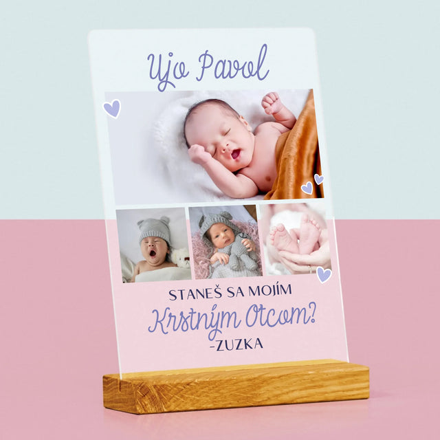 Fotokoláž: Staneš Sa Mojím Krstným - Tlač Na Akrylové Sklo (Vertikálne)