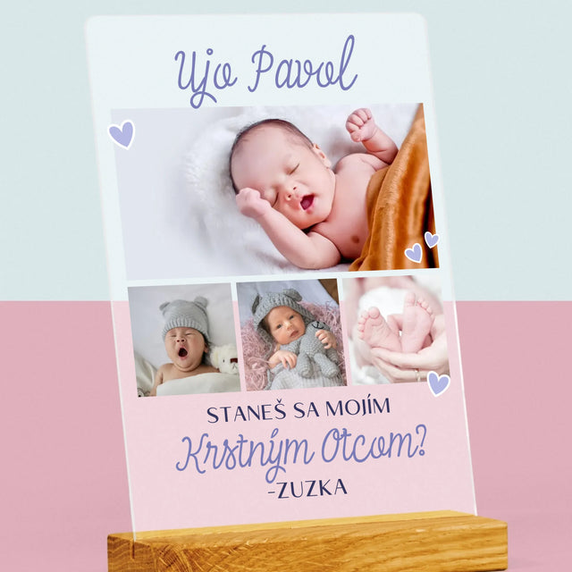 Fotokoláž: Staneš Sa Mojím Krstným - Tlač Na Akrylové Sklo (Vertikálne)