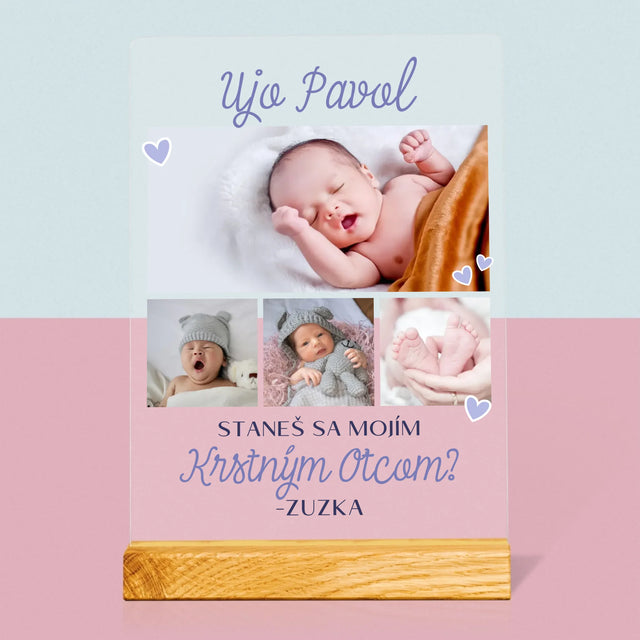 Fotokoláž: Staneš Sa Mojím Krstným - Tlač Na Akrylové Sklo (Vertikálne)