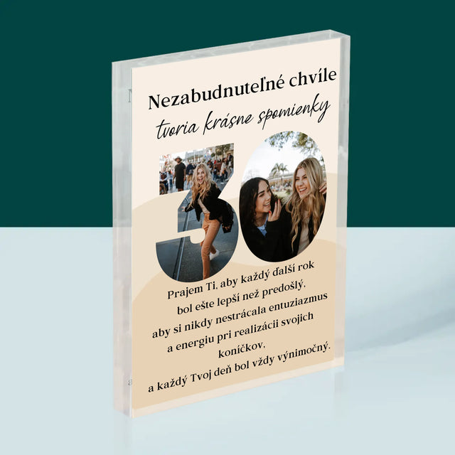 Slovo Z Fotografií: 30 Rokov Z Tvojich Fotiek - Akrylový Blok (Vertikálne)