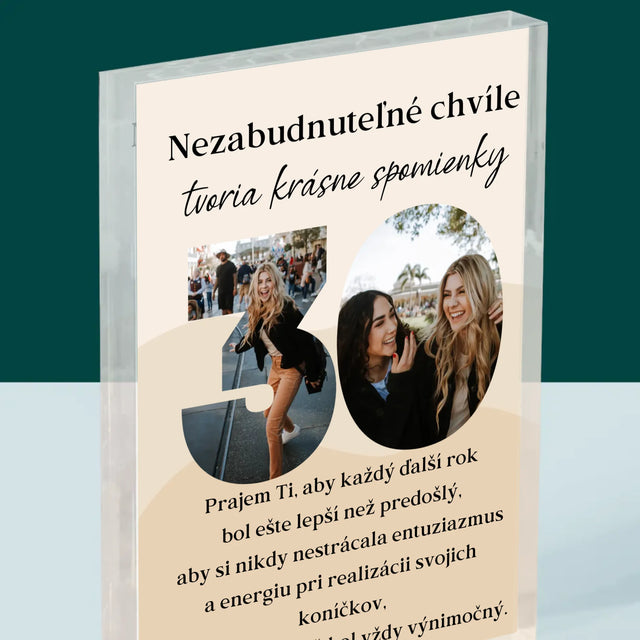 Slovo Z Fotografií: 30 Rokov Z Tvojich Fotiek - Akrylový Blok (Vertikálne)