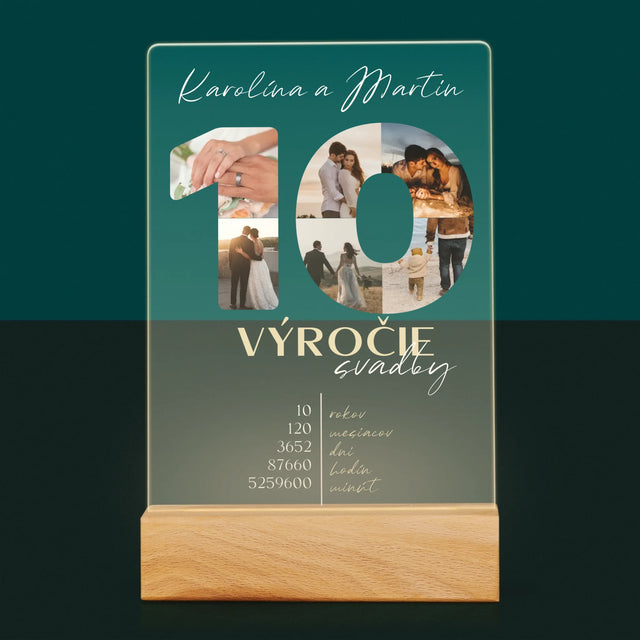 Slovo Z Fotografií: 10. Výročie Svadby - Tlač Na Akrylové Sklo (Vertikálne)