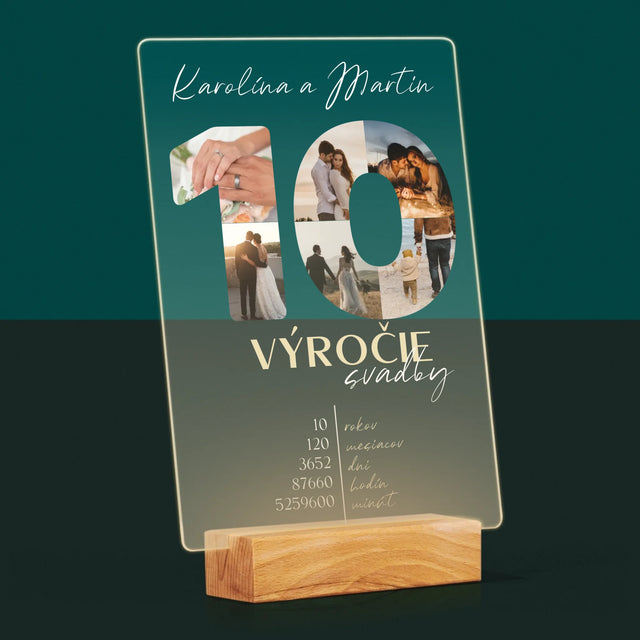 Slovo Z Fotografií: 10. Výročie Svadby - Tlač Na Akrylové Sklo (Vertikálne)
