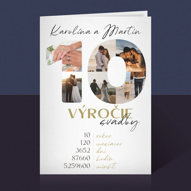 Slovo Z Fotografií: 10. Výročie Svadby - Kartička S Prianiami