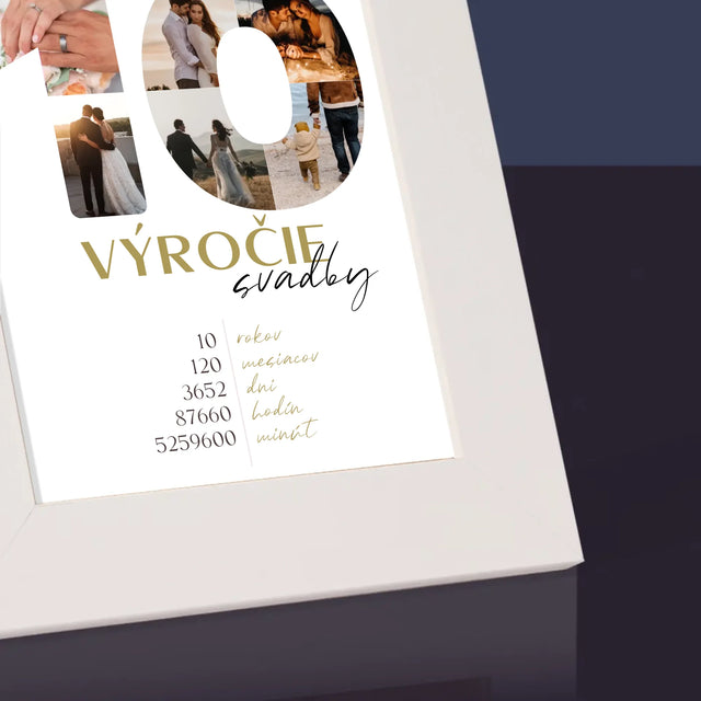 Slovo Z Fotografií: 10. Výročie Svadby - Rámček Na Fotografiu (Vertikálne)