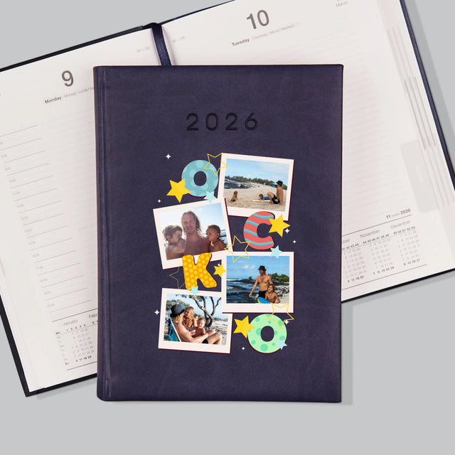 Fotokoláž: Písmená Ocko - Knižný Kalendár