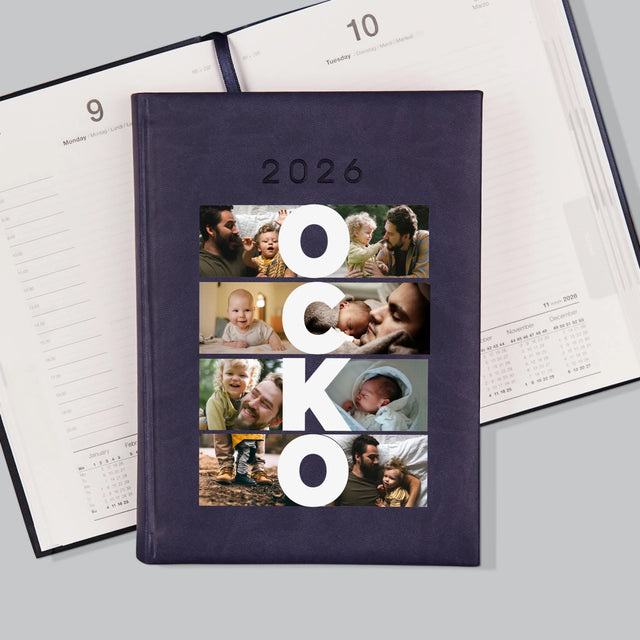 Fotokoláž: Nápis Ocko - Knižný Kalendár