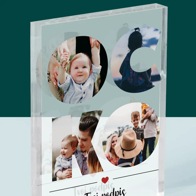 Slovo Z Fotografií: Ocko Z Tvojich Fotografií - Akrylový Blok (Vertikálne)