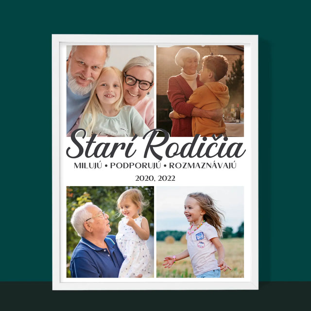 Fotokoláž: Milovaní Starí Rodičia - Zarámováná Tlač 30X40 (Vertikálne)