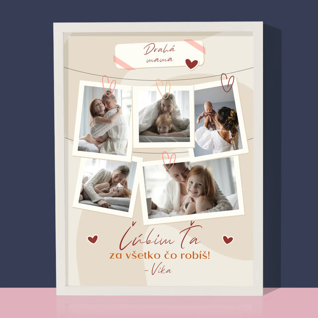 Fotokoláž: Ľúbim Ťa Mama Fotografie - Zarámováná Tlač 30X40 (Vertikálne)