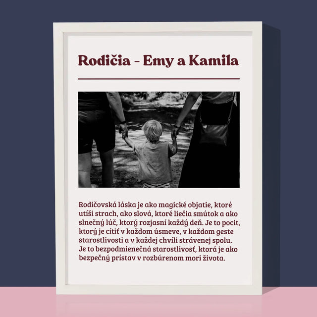 Fotografia A Podpis: Rodičia Definícia Ich Lásky - Zarámováná Tlač 30X40 (Vertikálne)