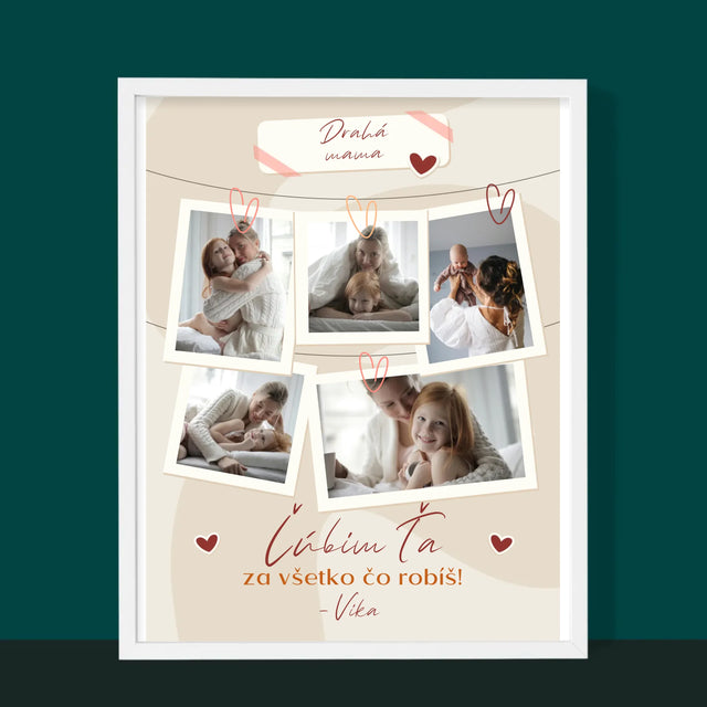 Fotokoláž: Ľúbim Ťa Mama Fotografie - Zarámováná Tlač 30X40 (Vertikálne)