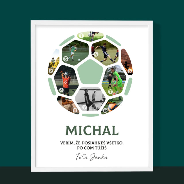 Fotokoláž: Futbal Koláž Z Fotografií - Zarámováná Tlač 30X40 (Vertikálne)