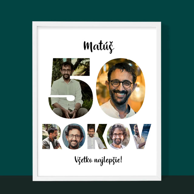 Slovo Z Fotografií: 50 Rokov Z Tvojich Fotografií - Zarámováná Tlač 30X40 (Vertikálne)