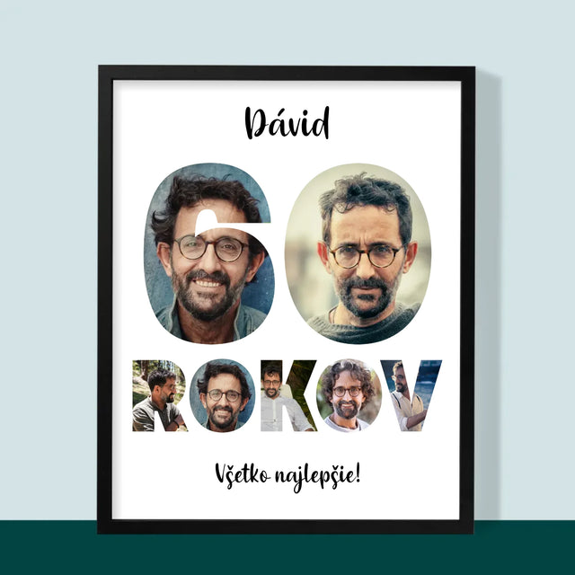 Slovo Z Fotografií: 60 Rokov Z Tvojich Fotografií - Zarámováná Tlač 30X40 (Vertikálne)