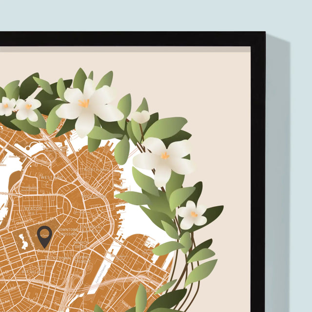 Mapa Mesta: Mapa Mesta: Začiatok Spoločnej Cesty - Zarámováná Tlač 30X40 (Vertikálne)