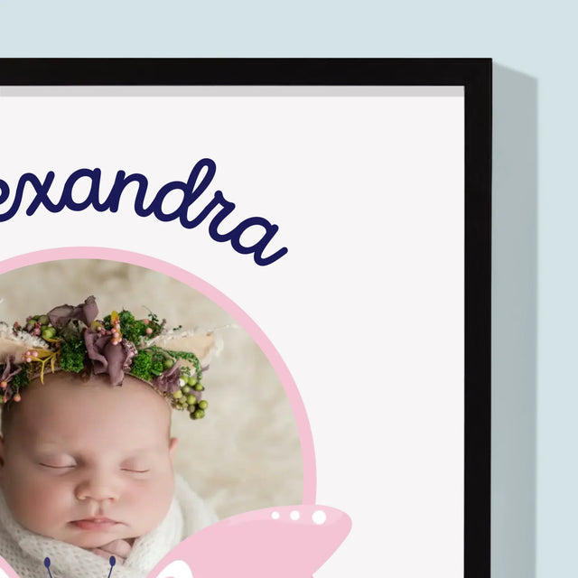 Údaje Narodenia Dieťaťa: Narodenie Dieťaťa Motýľ - Zarámováná Tlač 30X40 (Vertikálne)