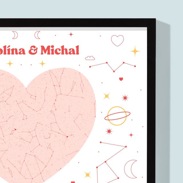 Mapa Hviezd: Mapa Hviezd: Naša Chvíľa - Zarámováná Tlač 30X40 (Vertikálne)