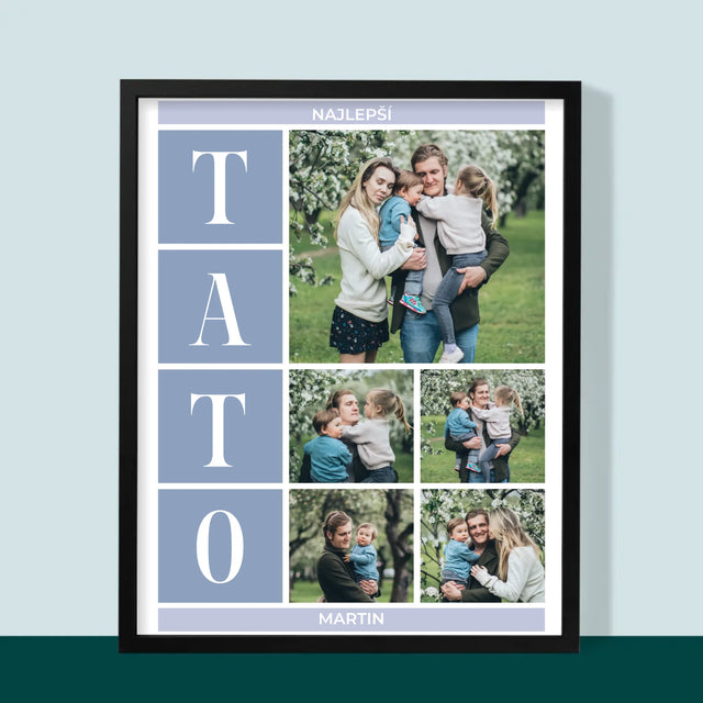 Fotokoláž: Najlepší Tato Koláž - Zarámováná Tlač 30X40 (Vertikálne)