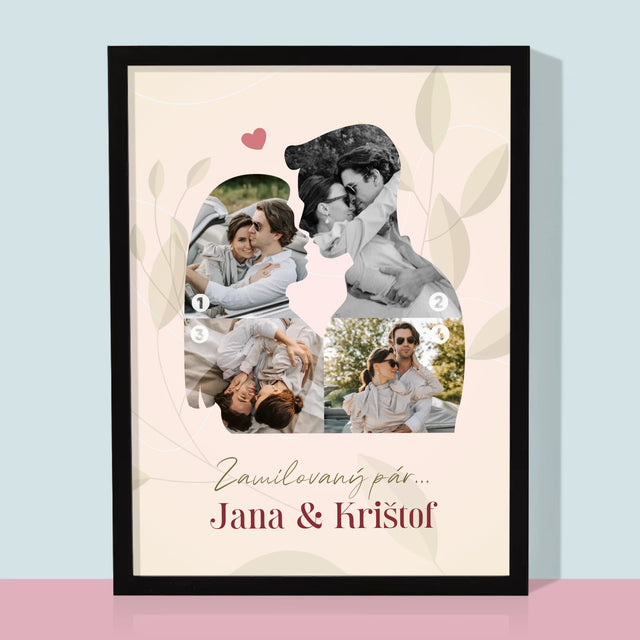 Tvar Z Fotografií: Zamilovaný Pár - Zarámováná Tlač 30X40 (Vertikálne)