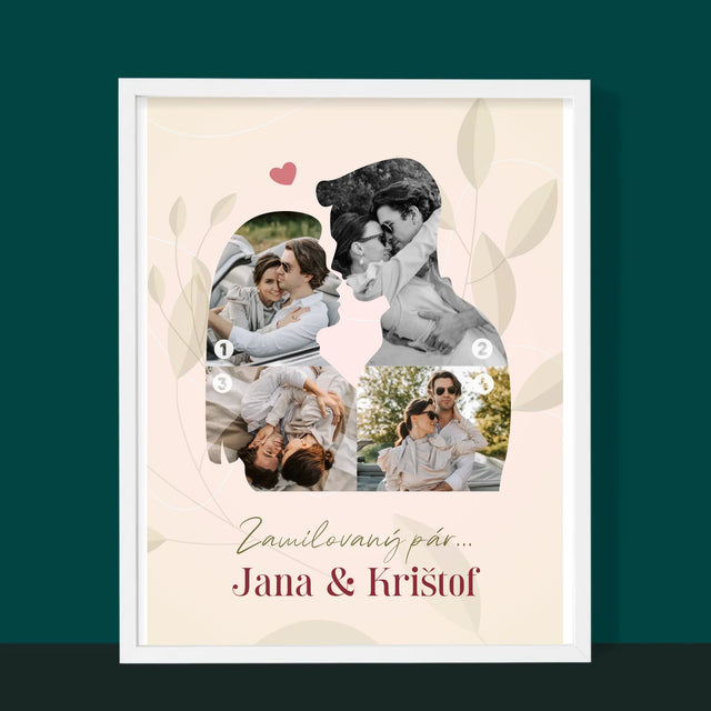 Tvar Z Fotografií: Zamilovaný Pár - Zarámováná Tlač 30X40 (Vertikálne)