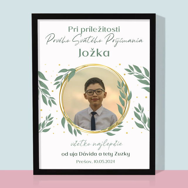 Fotografia A Podpis: Pri Príležitosti Prvého Svätého Prijímania - Zarámováná Tlač 30X40 (Vertikálne)