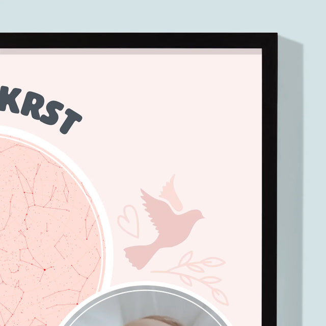 Mapa Hviezd: Krst - Zarámováná Tlač 30X40 (Vertikálne)