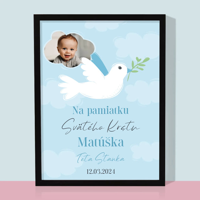 Fotografia A Podpis: Pamiatka Krstu Holubica - Zarámováná Tlač 30X40 (Vertikálne)