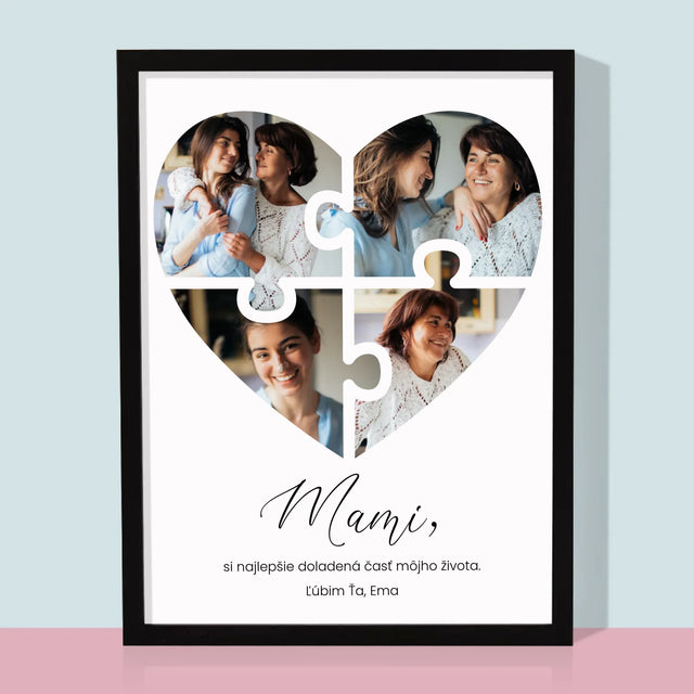 Fotokoláž: Puzzle Srdce Pre Mamu - Zarámováná Tlač 30X40 (Vertikálne)