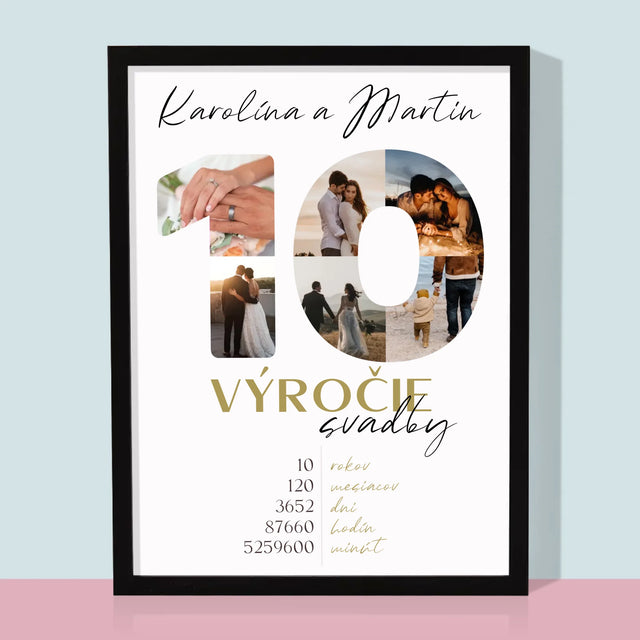 Slovo Z Fotografií: 10. Výročie Svadby - Zarámováná Tlač 30X40 (Vertikálne)