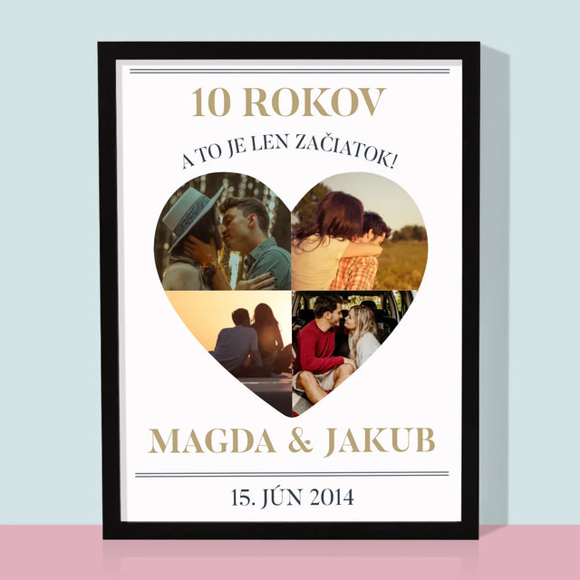 Tvar Z Fotografií: Výročie Srdce - Zarámováná Tlač 30X40 (Vertikálne)