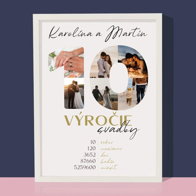 Slovo Z Fotografií: 10. Výročie Svadby - Zarámováná Tlač 30X40 (Vertikálne)