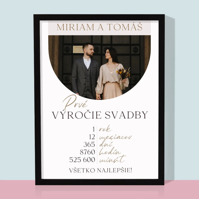 Fotografia A Podpis: Prvé Výročie Svadby - Zarámováná Tlač 30X40 (Vertikálne)