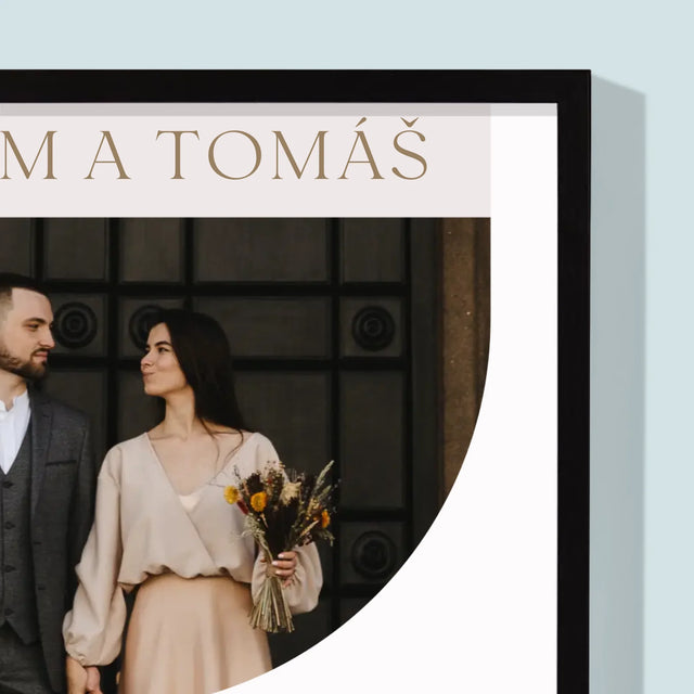 Fotografia A Podpis: Prvé Výročie Svadby - Zarámováná Tlač 30X40 (Vertikálne)