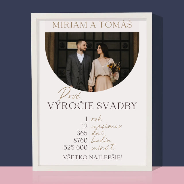 Fotografia A Podpis: Prvé Výročie Svadby - Zarámováná Tlač 30X40 (Vertikálne)