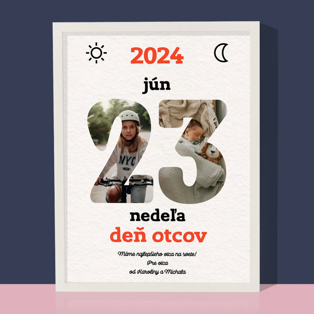 Slovo Z Fotografií: Deň Otcov List Kalendára - Zarámováná Tlač 30X40 (Vertikálne)