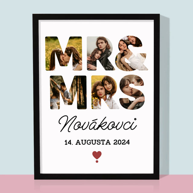 Slovo Z Fotografií: Mr&Mrs - Zarámováná Tlač 30X40 (Vertikálne)