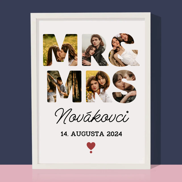 Slovo Z Fotografií: Mr&Mrs - Zarámováná Tlač 30X40 (Vertikálne)