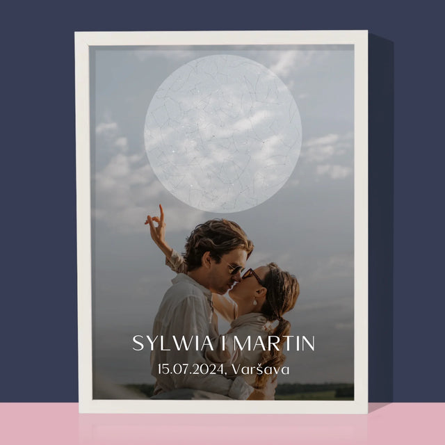 Mapa Hviezd: Svadba - Zarámováná Tlač 30X40 (Vertikálne)