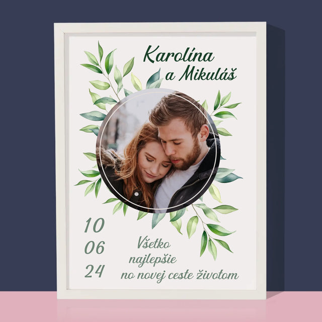 Fotografia A Podpis: Svadobné Lístky - Zarámováná Tlač 30X40 (Vertikálne)