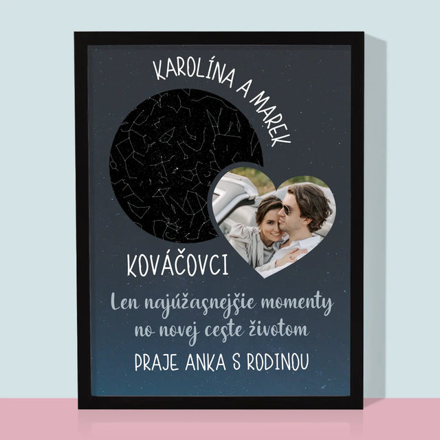 Mapa Hviezd: Nová Cesta Životom Svadba - Zarámováná Tlač 30X40 (Vertikálne)