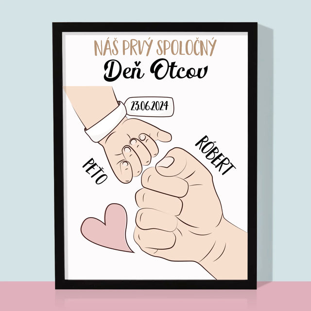 Meno A Podpis: Prvý Spoločný Deň Otcov - Zarámováná Tlač 30X40 (Vertikálne)