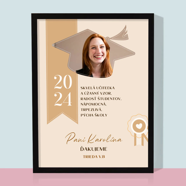 Fotografia A Podpis: Diplom Pre Učiteľa - Zarámováná Tlač 30X40 (Vertikálne)