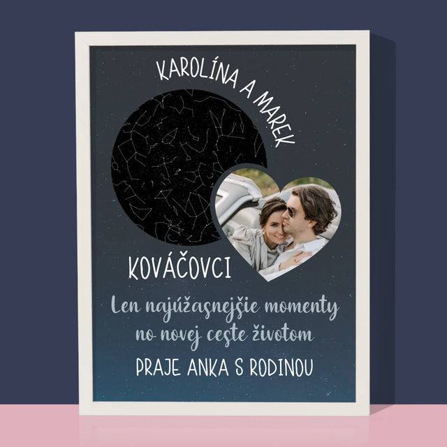 Mapa Hviezd: Nová Cesta Životom Svadba - Zarámováná Tlač 30X40 (Vertikálne)