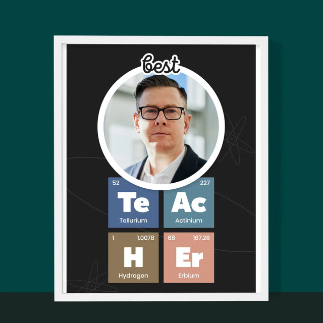 Fotografia A Podpis: Jedinečný Učiteľ - Zarámováná Tlač 30X40 (Vertikálne)