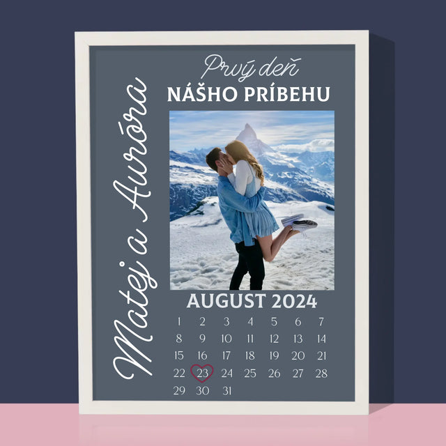 Fotografia A Podpis: Prvý Deň Nášho Príbehu - Zarámováná Tlač 30X40 (Vertikálne)