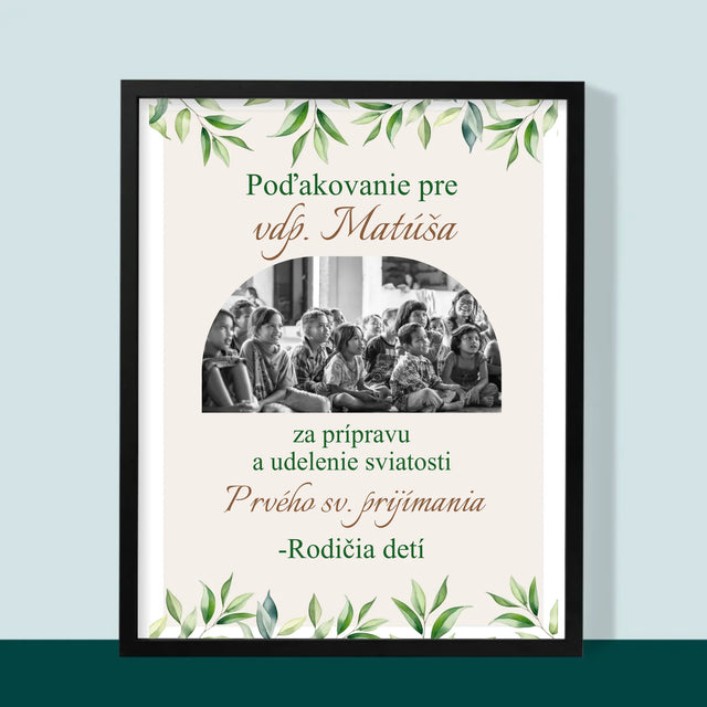 Fotografia A Podpis: Poďakovanie Kňazovi I. Sv Prijímanie - Zarámováná Tlač 30X40 (Vertikálne)