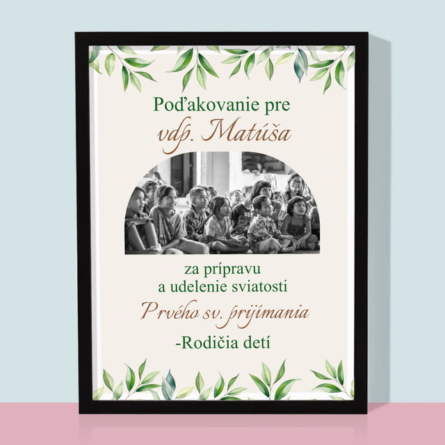 Fotografia A Podpis: Poďakovanie Kňazovi I. Sv Prijímanie - Zarámováná Tlač 30X40 (Vertikálne)